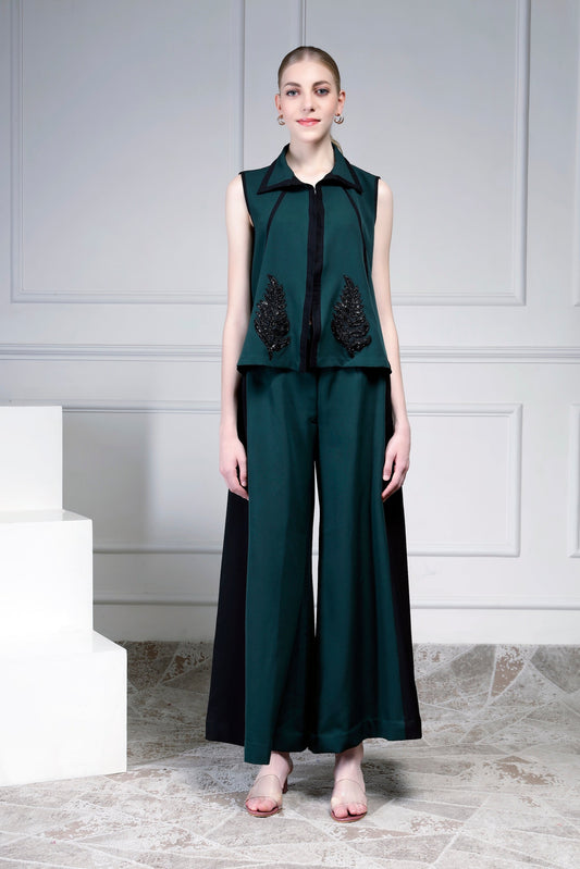 Jacket Top Set - Emerald/Black