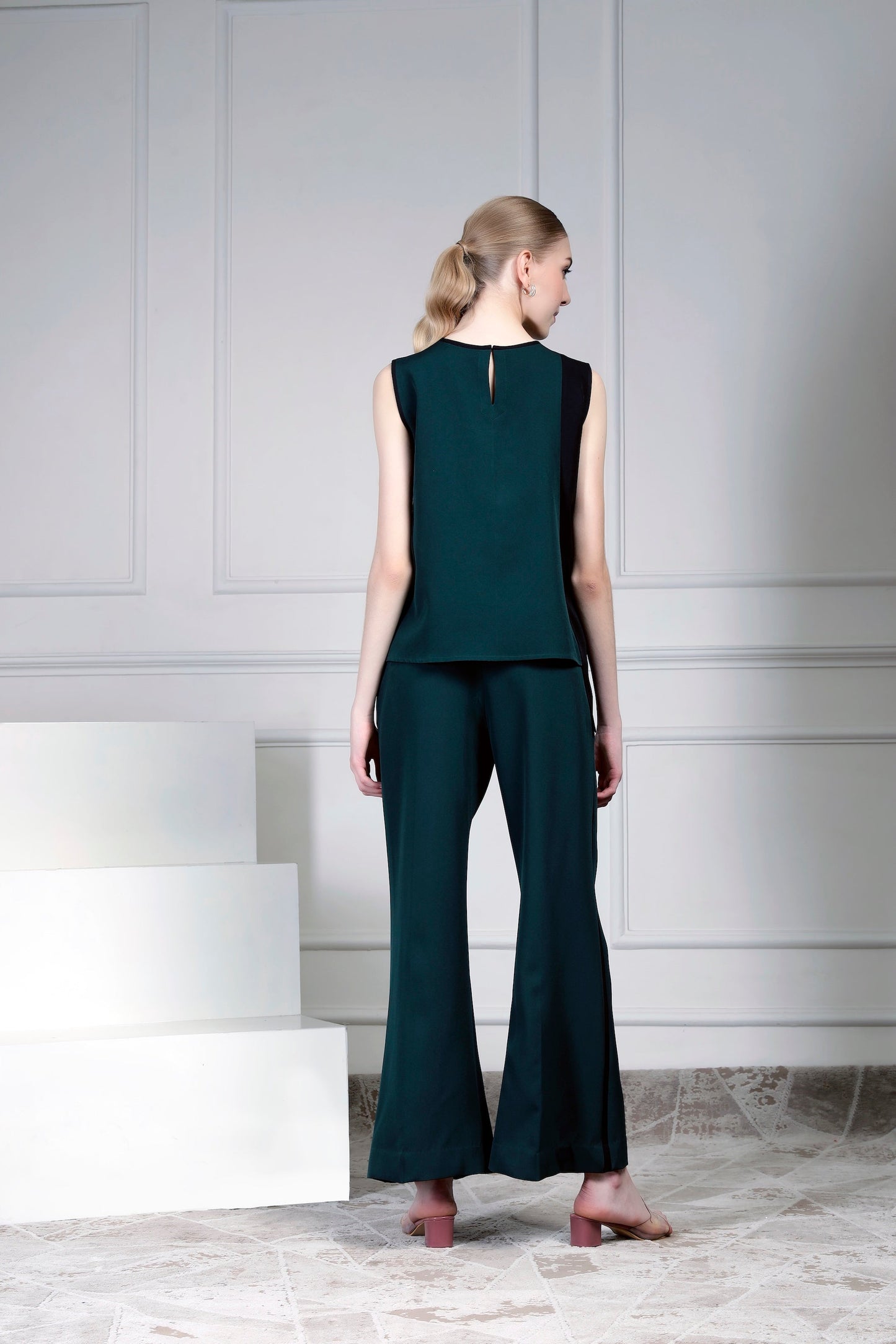 Asymmetrical Top Set - Emerald/Black