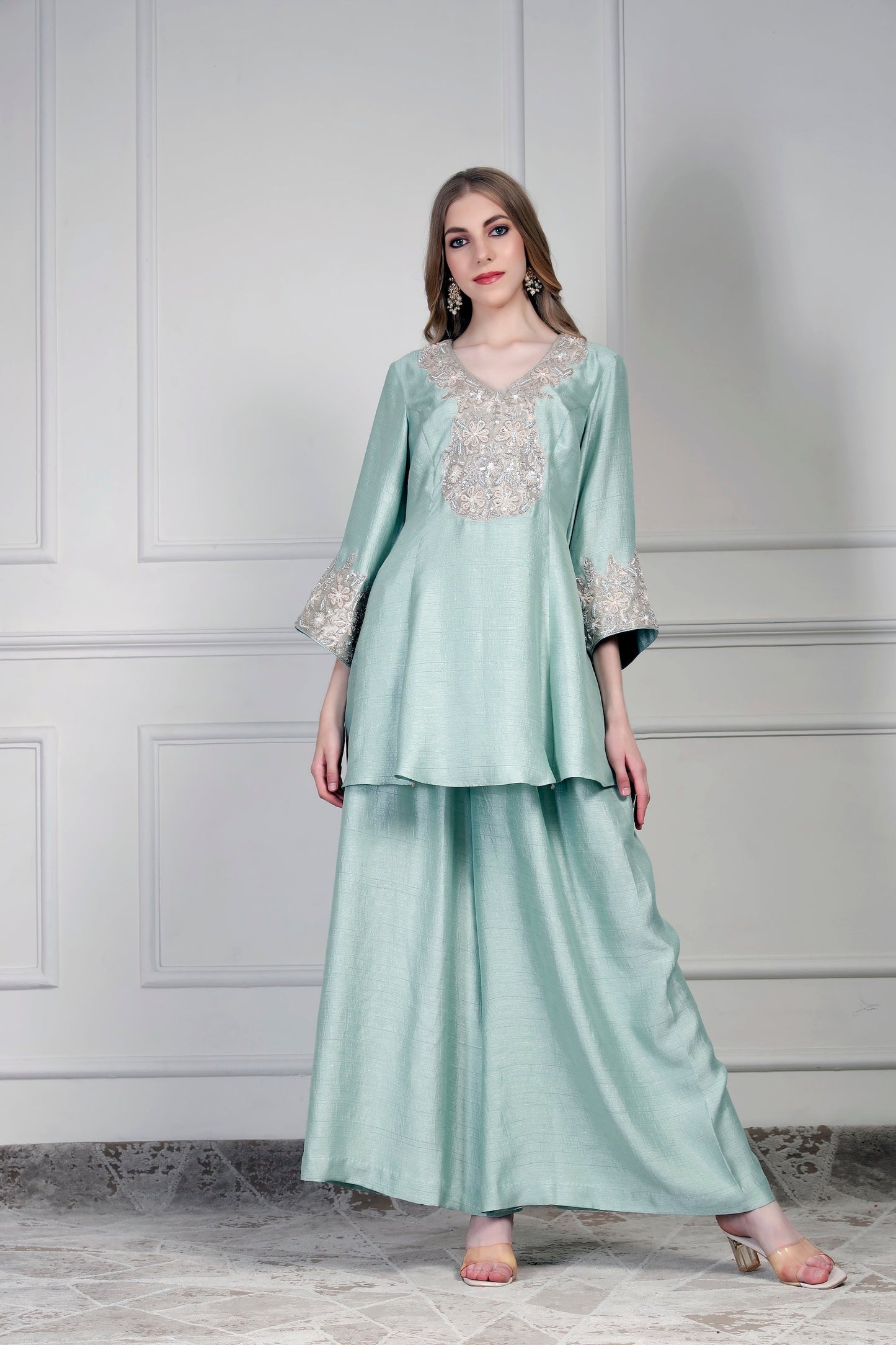 Short Kurta Set - Aqua