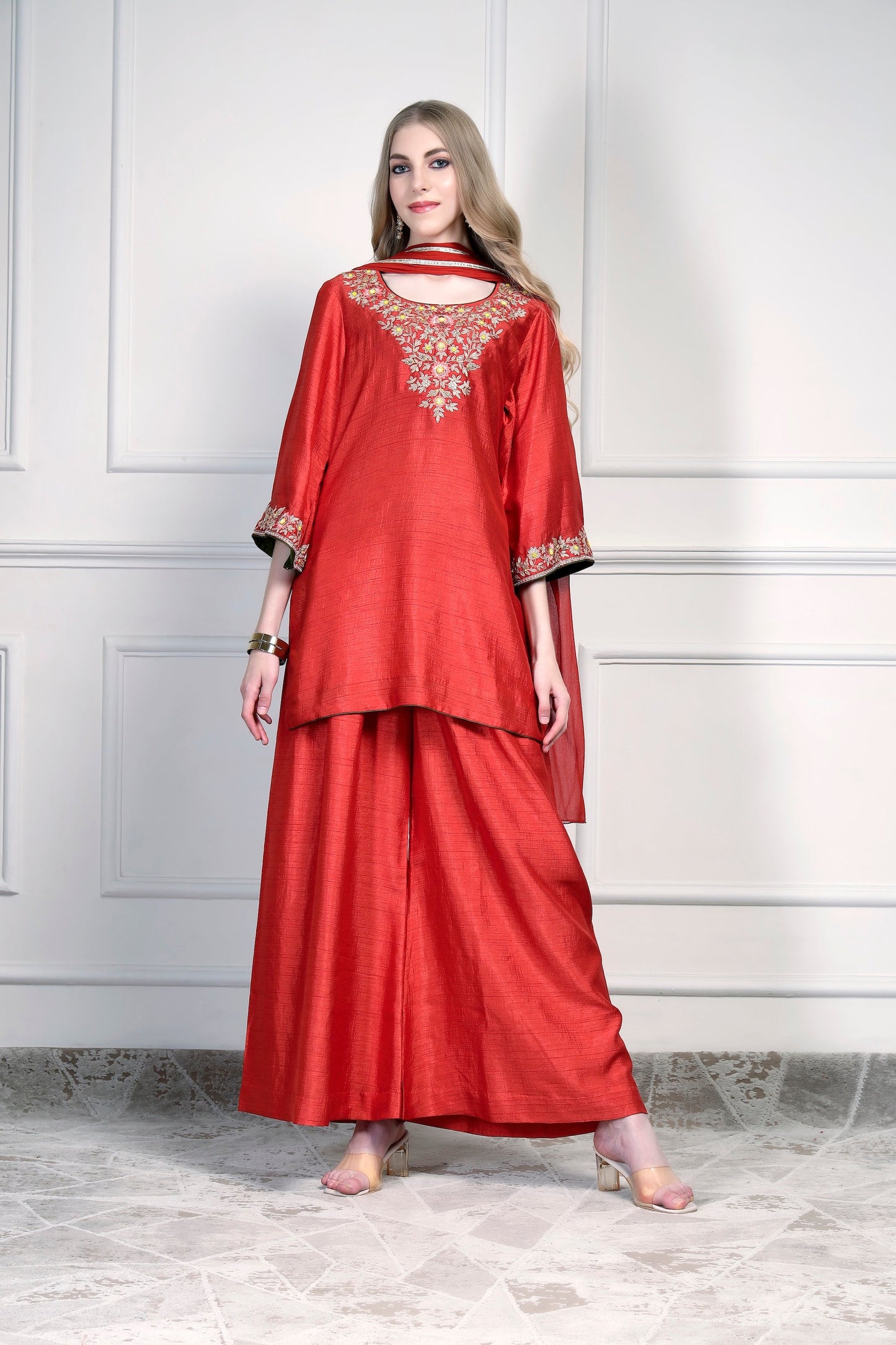 Short Kurta Set - Sunset Orange