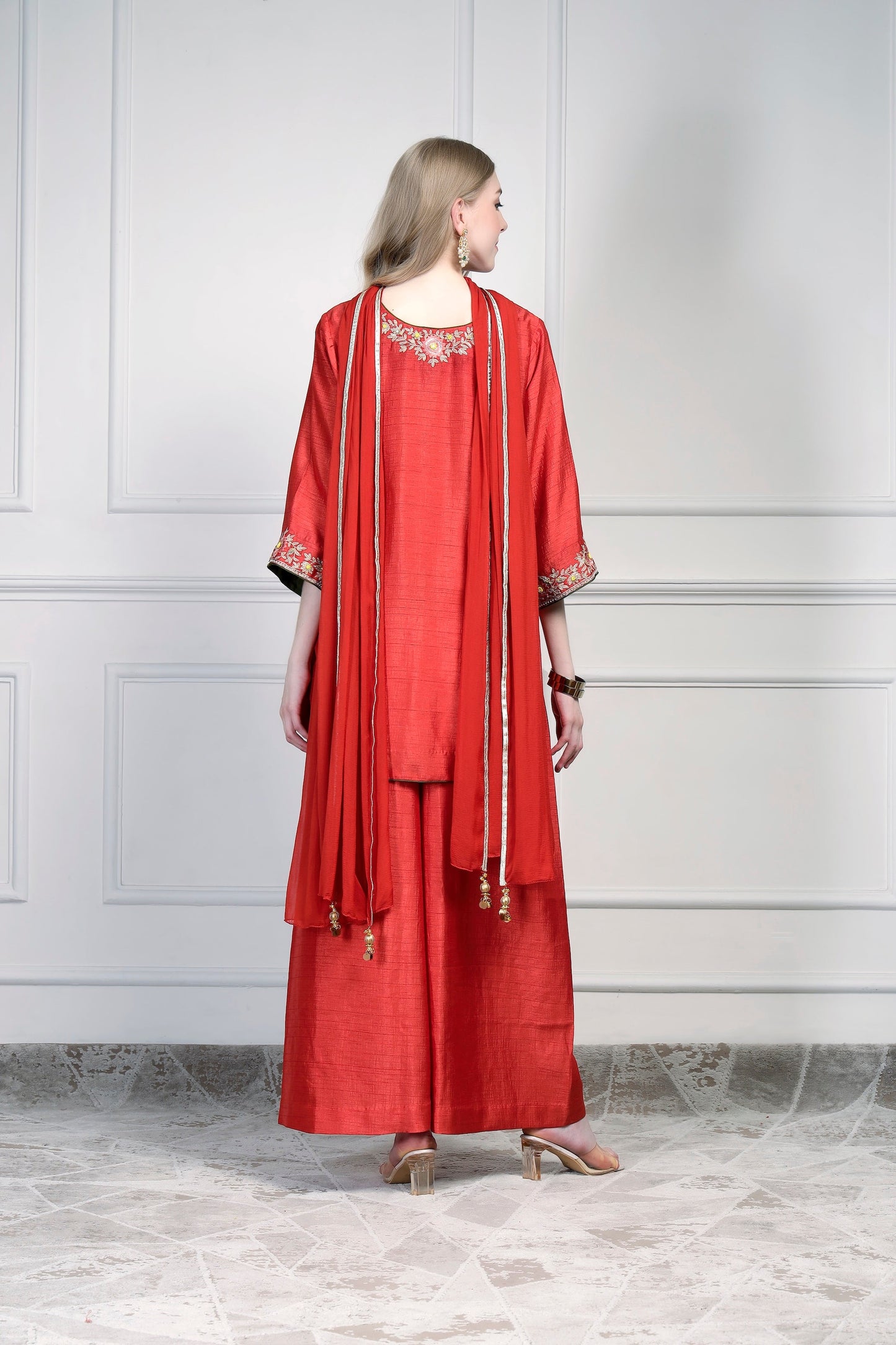 Short Kurta Set - Sunset Orange