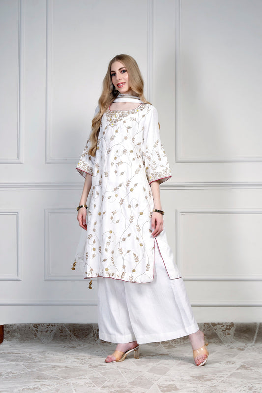 Straight Kurta Set – Ivory Bloom