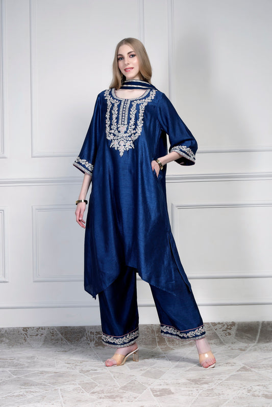 Asymmetrical Kurta Set – Blue