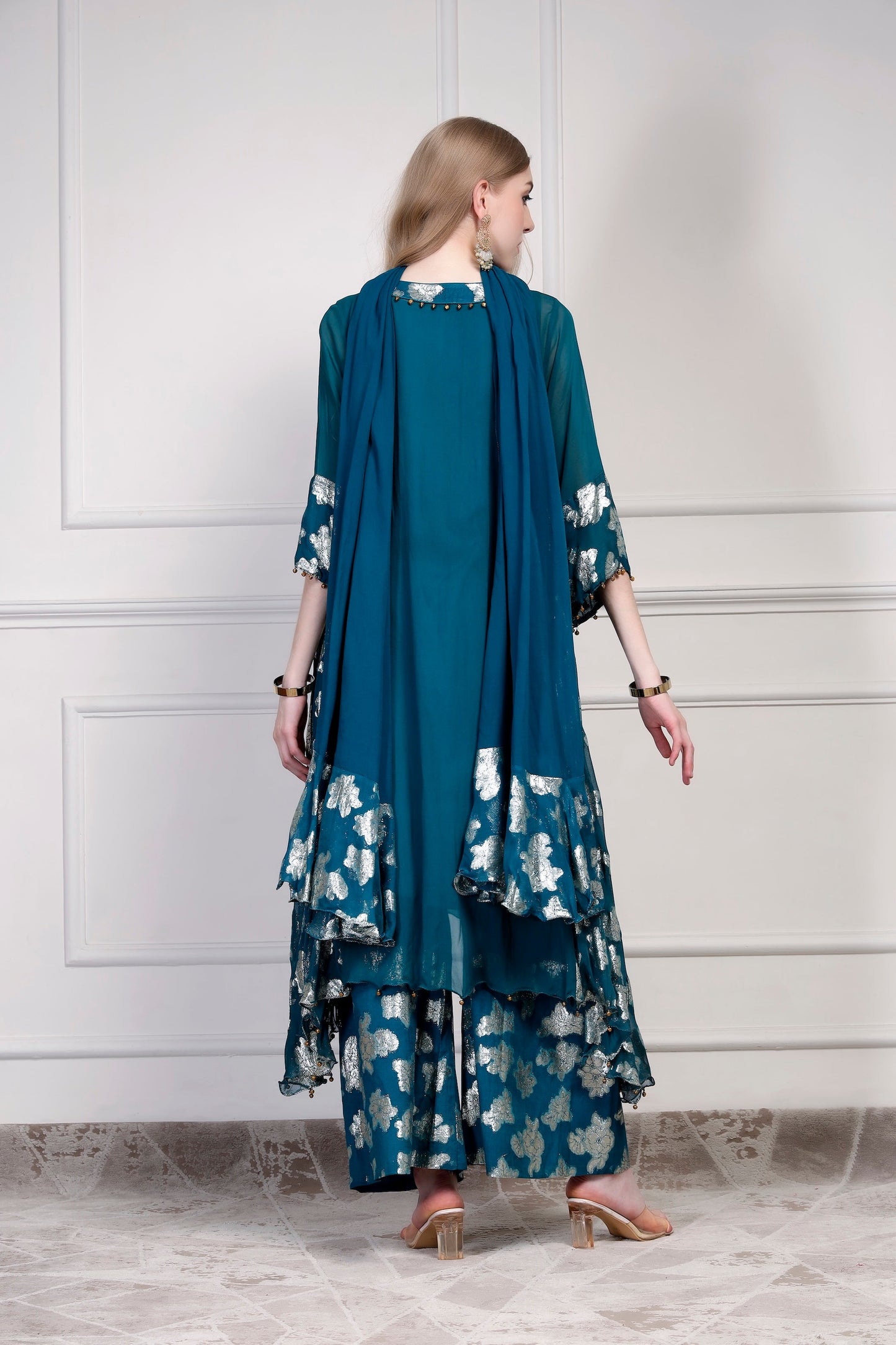 Asymmetrical Kurta Set – Teal