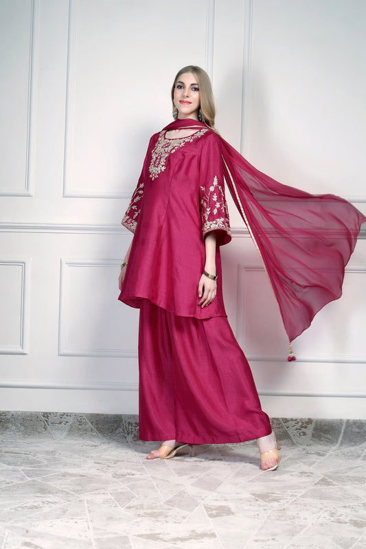 Short Kurta Set – Rani Pink