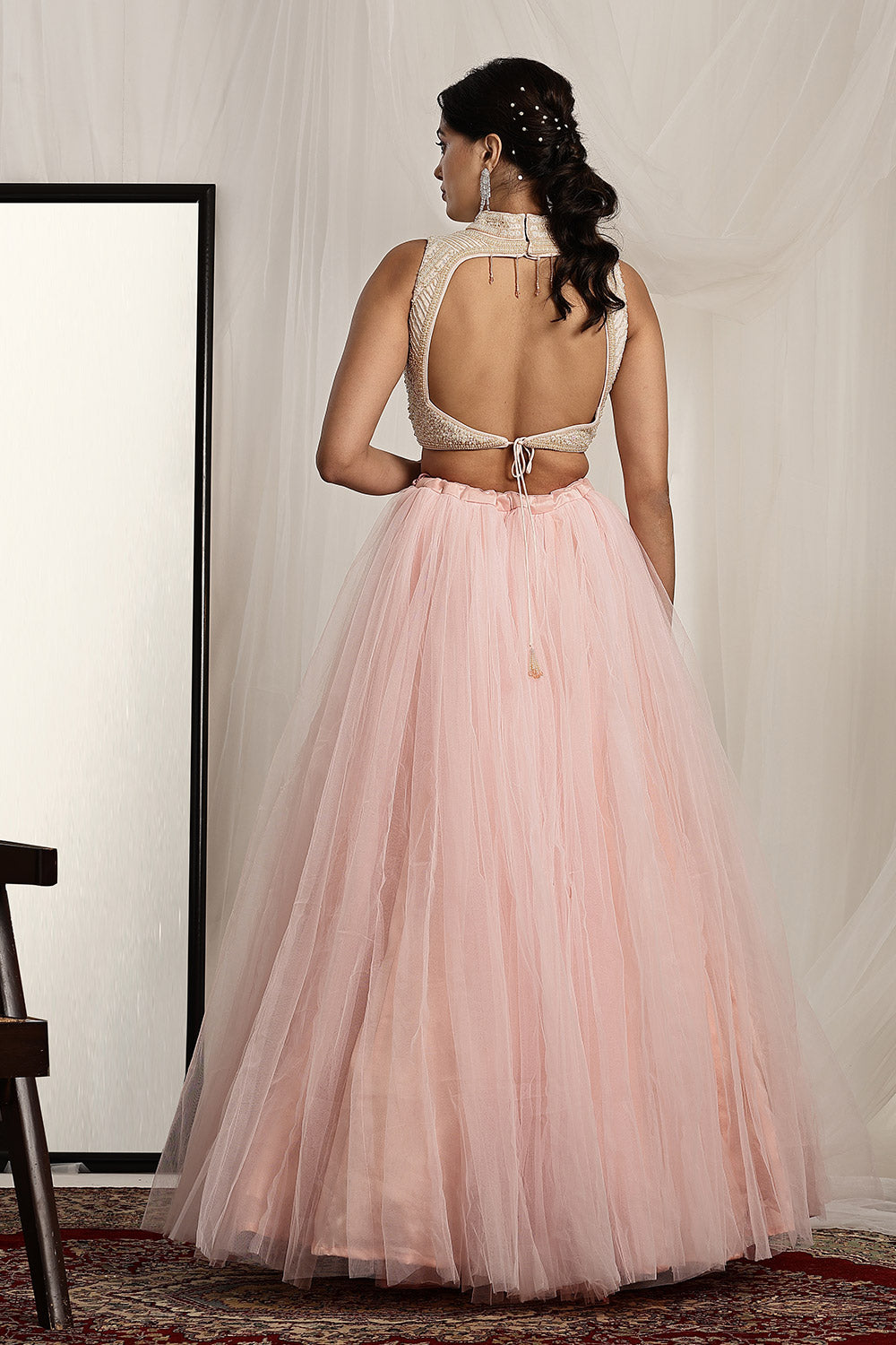 Stylish Blouse with a Flowy Ball Gown Skirt