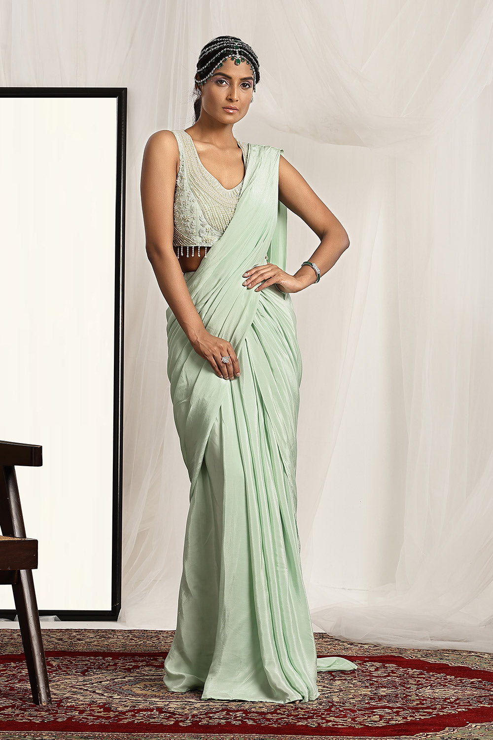 Embroidered Blouse with a Pre-Sticthed Saree