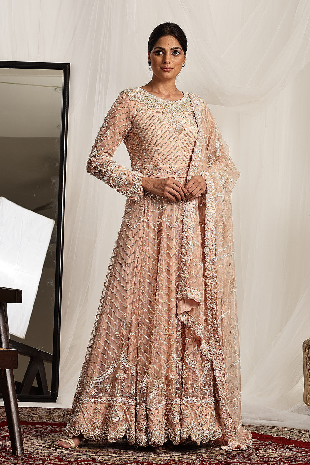 Pearl and Bead Embellished Anarkali