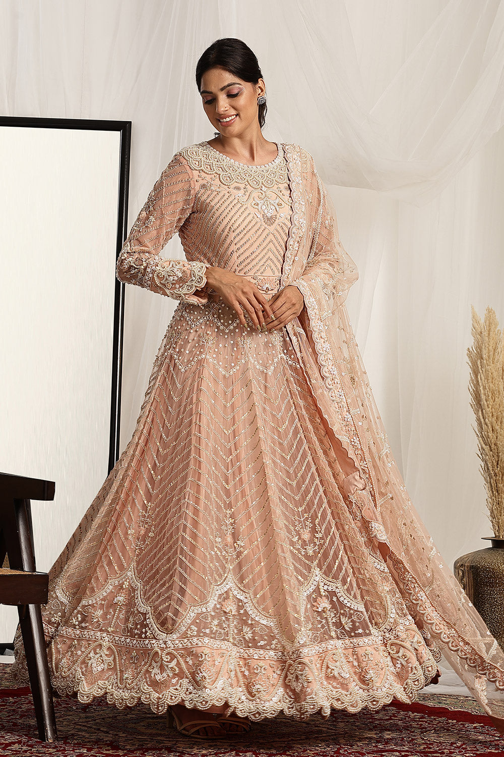 Pearl and Bead Embellished Anarkali