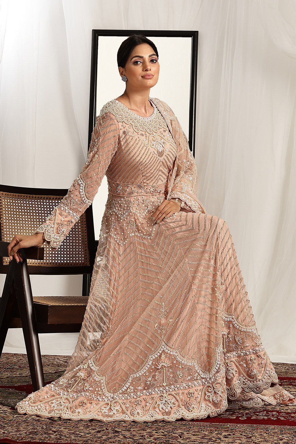 Pearl and Bead Embellished Anarkali