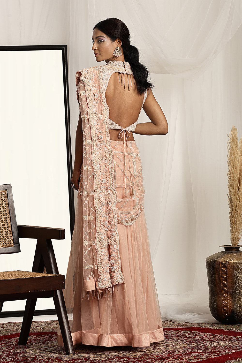 Embroidered Blouse with Pre-Stitched Saree