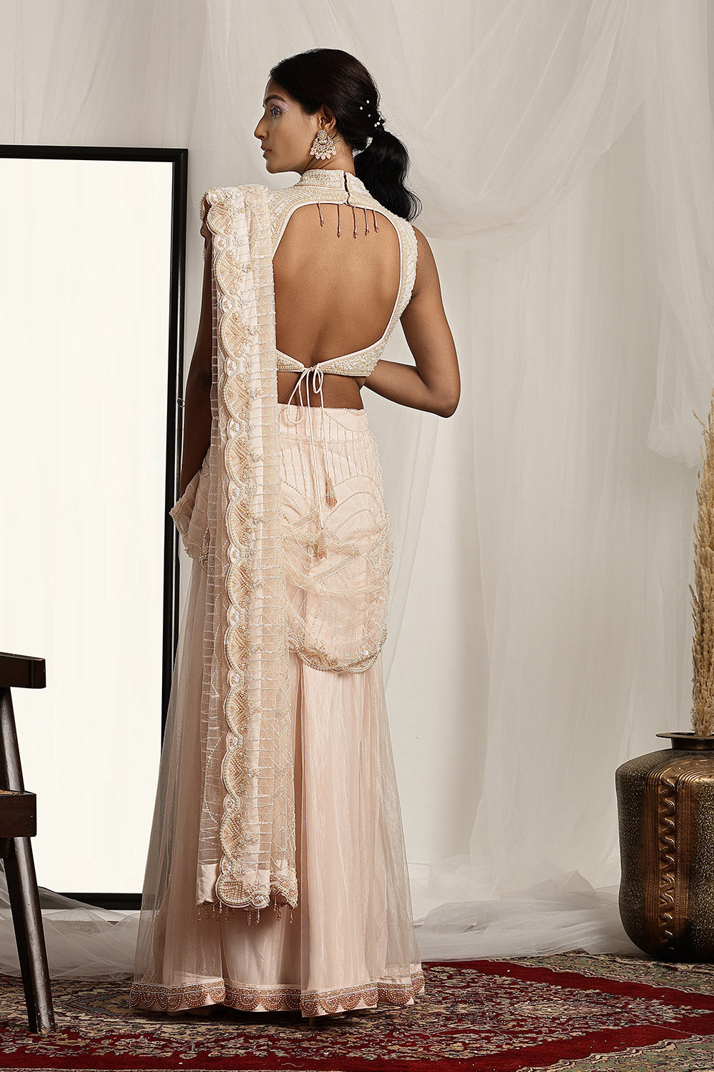 Embroidered Blouse with Pre-Stitched Saree