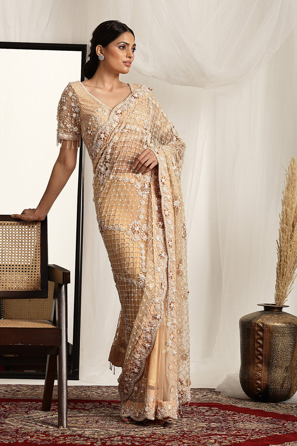 Fully Embellished Blouse and Saree Set