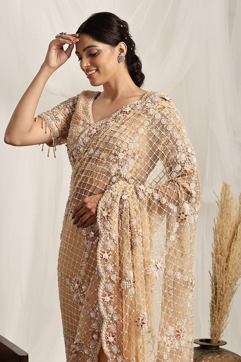 Fully Embellished Blouse and Saree Set