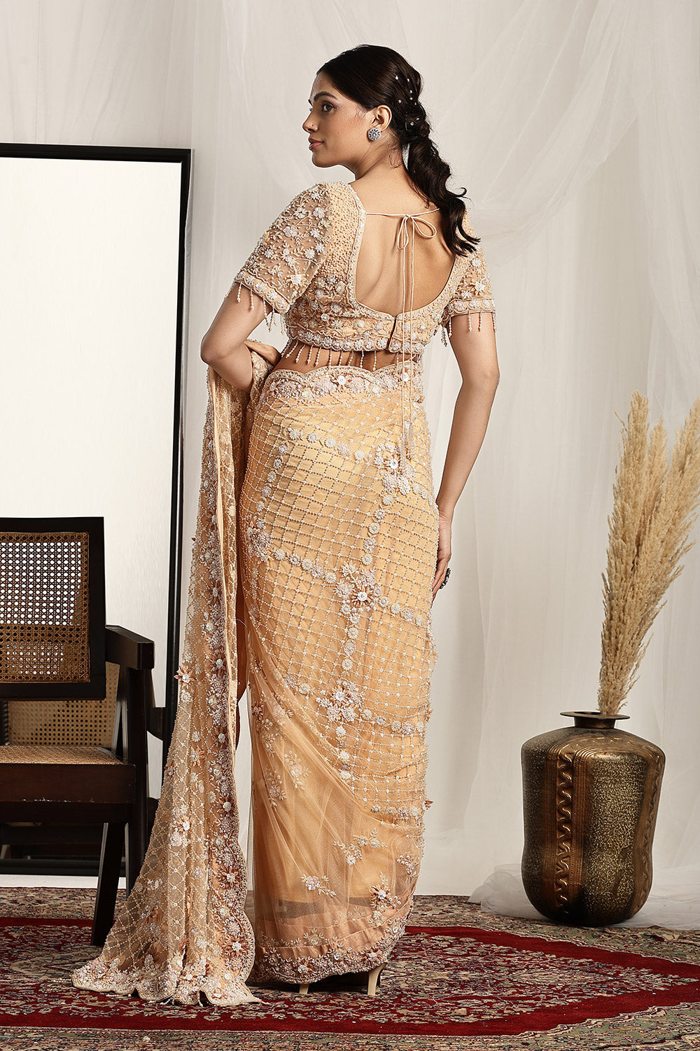 Fully Embellished Blouse and Saree Set