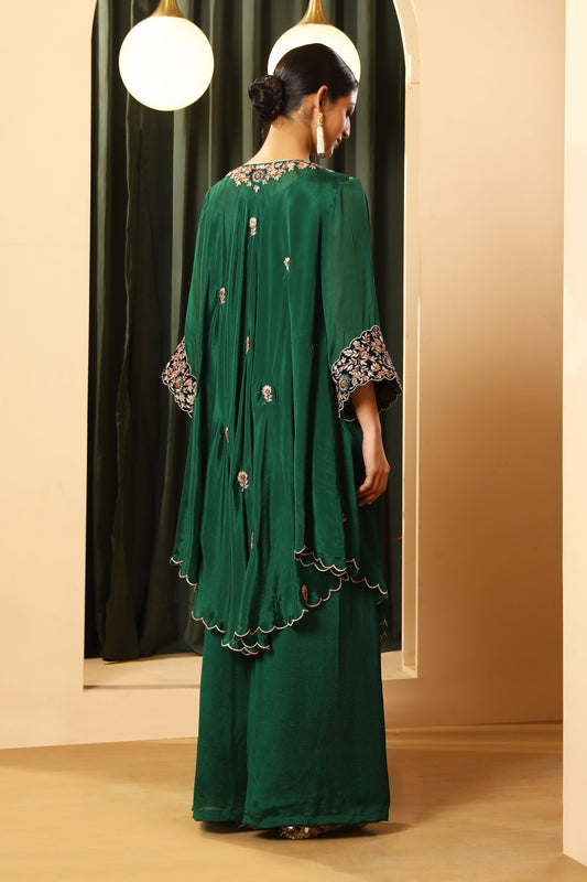 Asymmetrical Short Kurta Set – Emerald