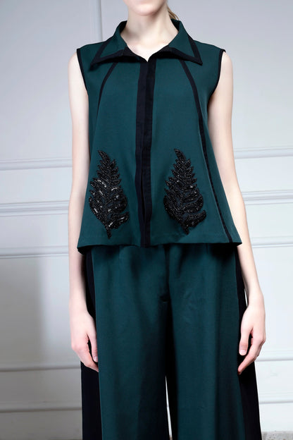Jacket Top Set - Emerald/Black
