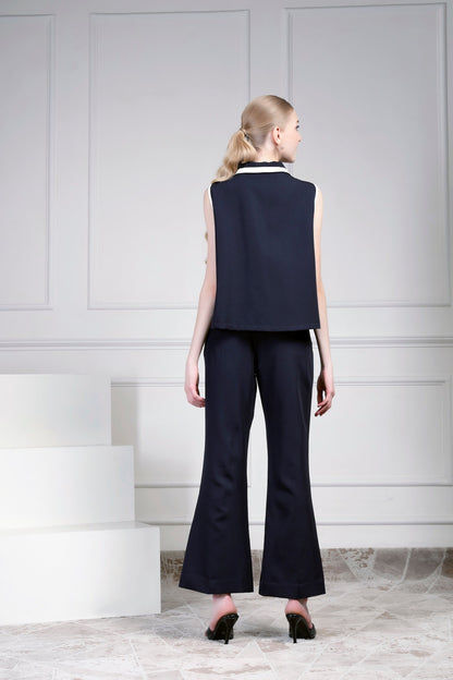 Jacket Top Set – Dark Blue/Ivory