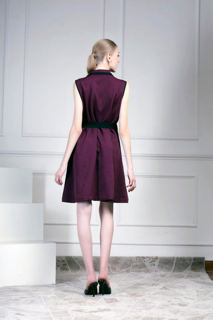 Collared Dress – Maroon/Black
