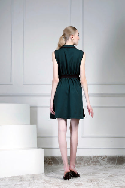 Collared Dress – Emerald/Black