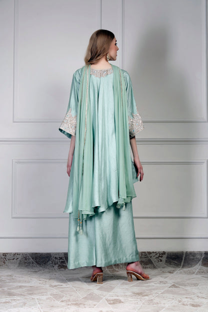Asymmetrical Kurta Set-Aqua
