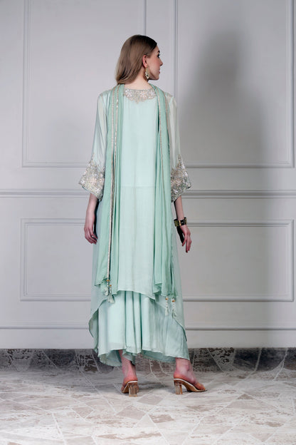 Aqua Asymmetrical Kurta Set