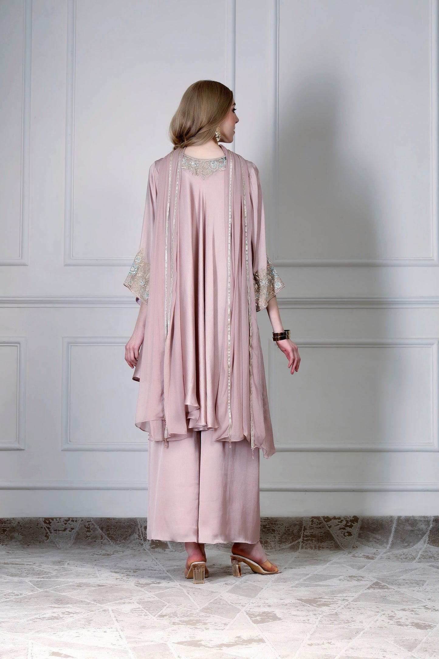 Asymmetrical Kurta Set - Blush Rose