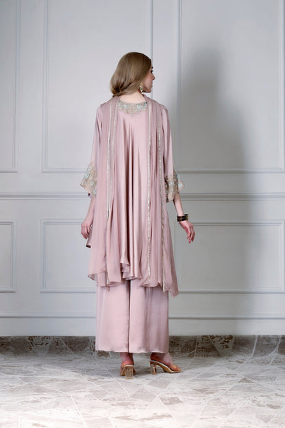 Asymmetrical Kurta Set - Blush Rose