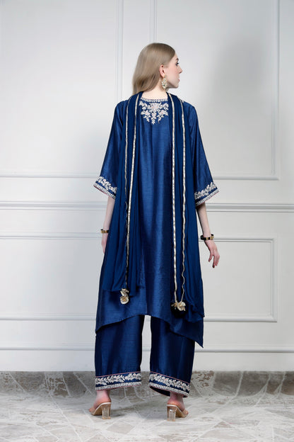 Asymmetrical Kurta Set – Blue