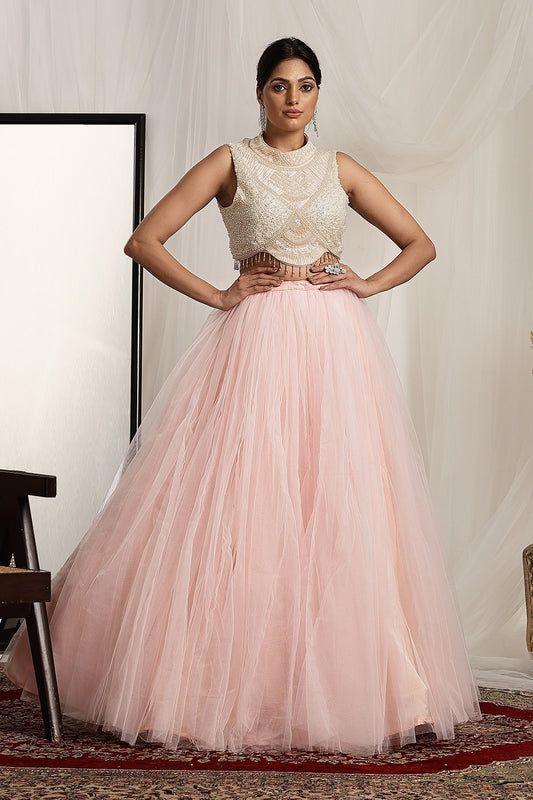 Stylish Blouse with a Flowy Ball Gown Skirt