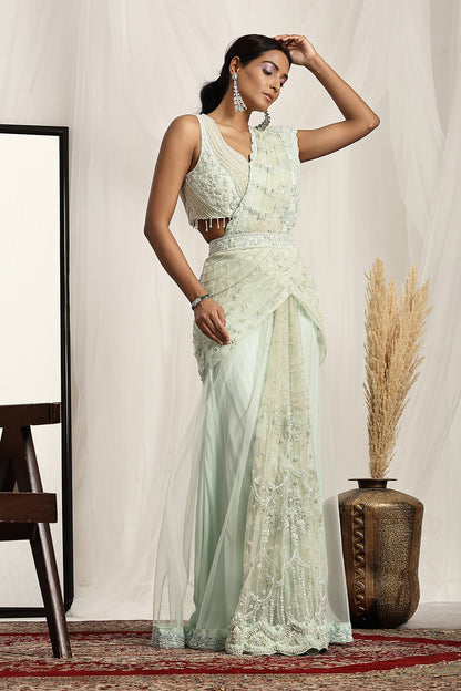 Embroidered Blouse with Pre-Stitched Saree