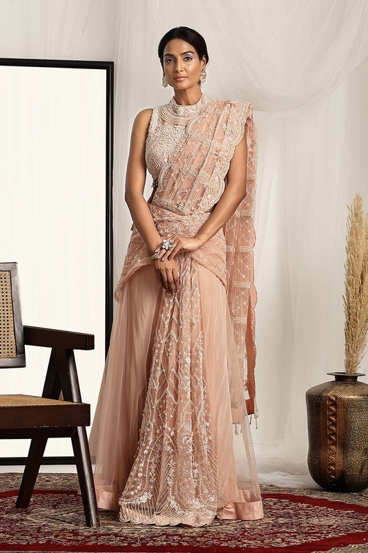 Embroidered Blouse with Pre-Stitched Saree