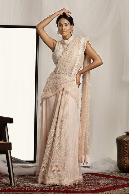 Embroidered Blouse with Pre-Stitched Saree