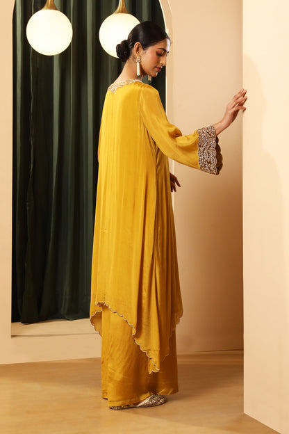 Asymmetrical Kurta Set – Mustard