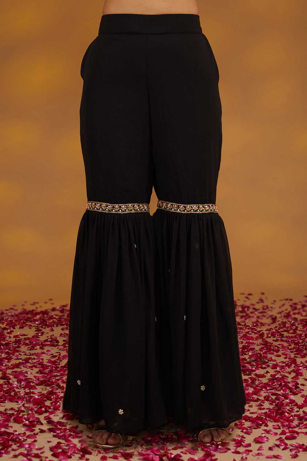 Black Georgette Hand Embroidered Kurta Set